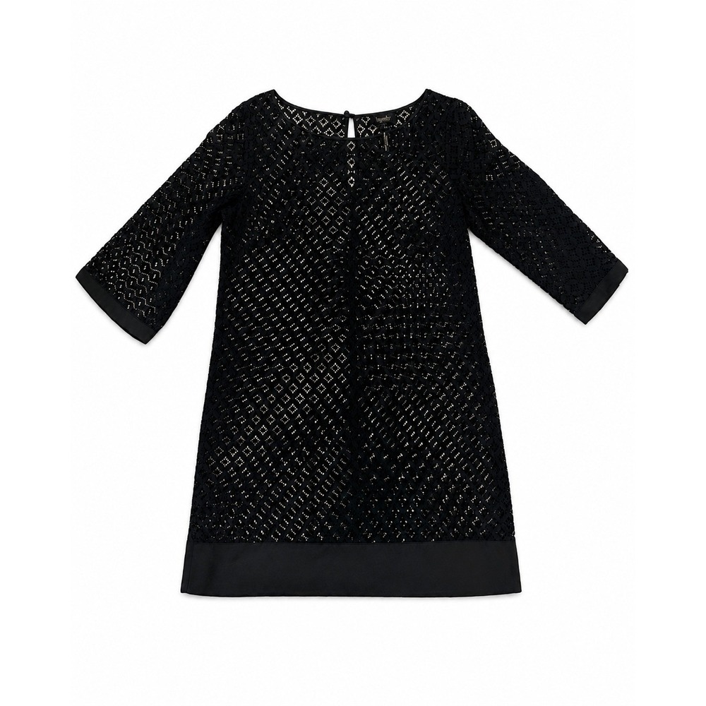 Laundry by Shelli Segal Shift Dress Size M Black EUC Lace 3/4 Sleeve Geometric